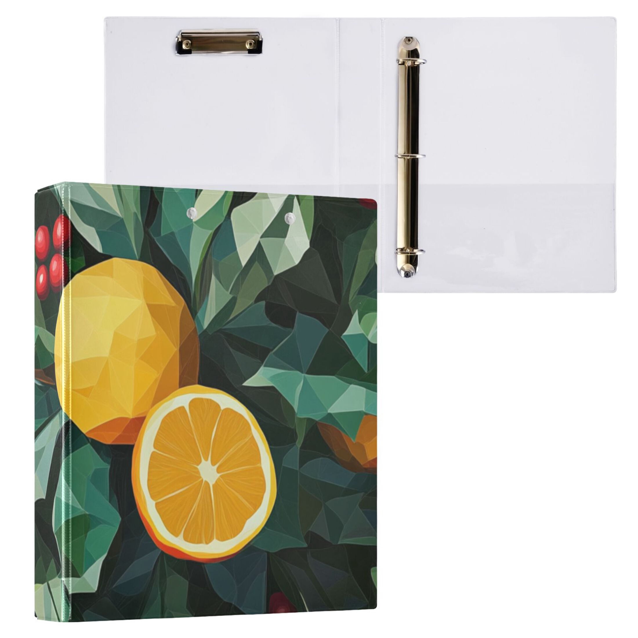 Christmas Oranges 3 Ring Binders 1.5 inch Hardcover File Folders with Interior Pockets A4 Size Organizer for School Office Hospital
