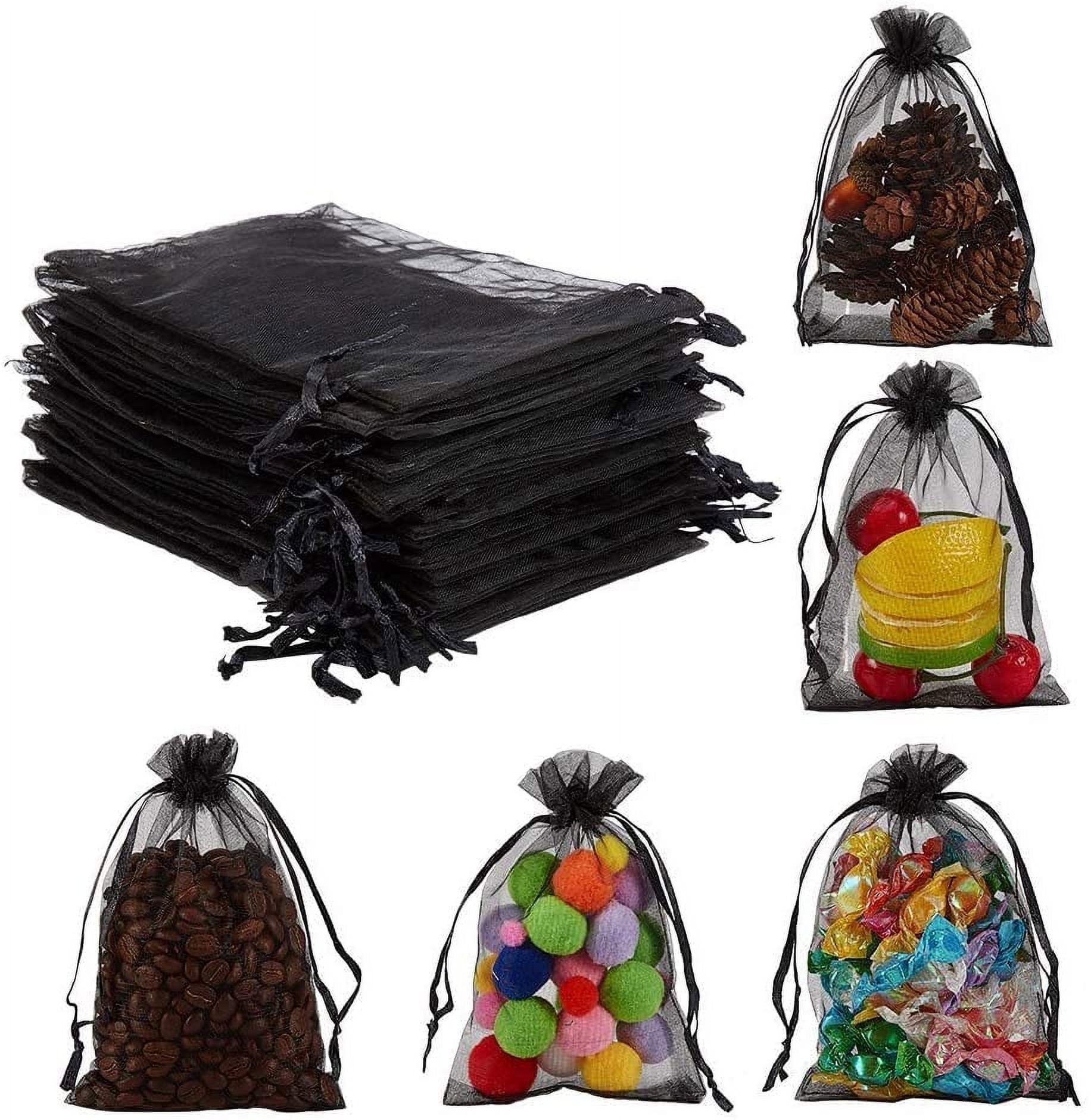 YQL 100PCS 4x6 Inch Red Snowflake Organza Gift Bags - Drawstring Mesh Pouches For Jewelry, Candy, Wedding & Party Favors