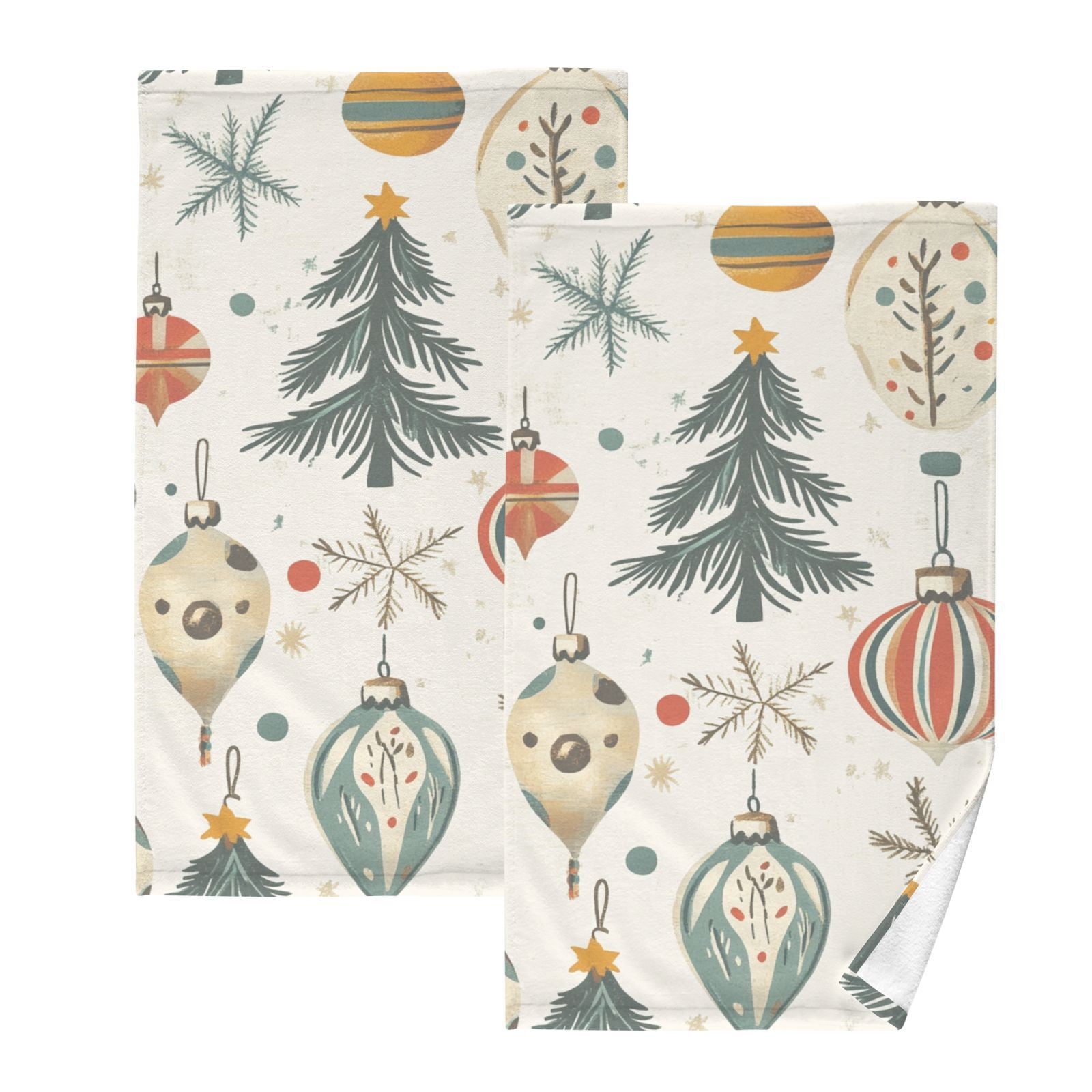 Christmas Ornamen Hand Towels Cotton Bath Towels Large Face Towels Absorbent for Bathroom 2 Packs