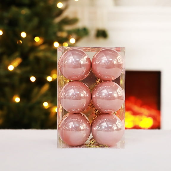 Christmas Ornament, 1.96in Red and White Polka Dot Ball Set of 6, Shatterproof Tree Hanging Decoration for Holiday Party Home Indoor Outdoor Xmas Decor