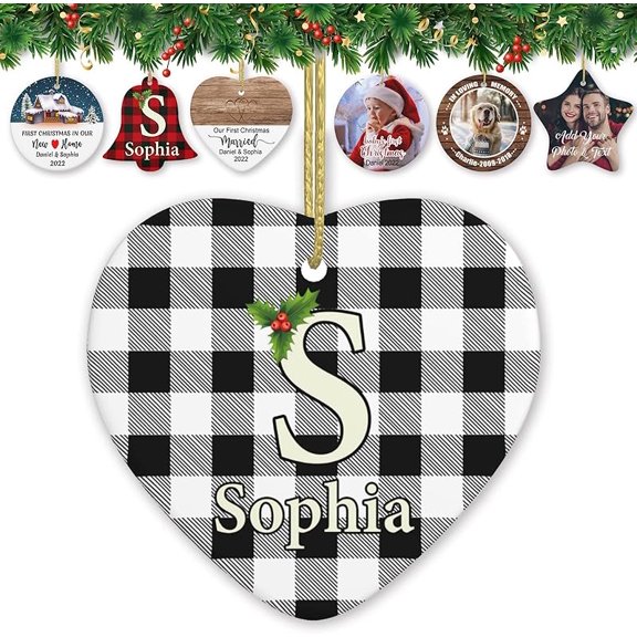 Christmas Ornament 2025 Personalized Custom Photo Christmas Ornaments with Picture Text Customized Xmas Hanging Heart Ceramic Ornaments for Christmas Tree
