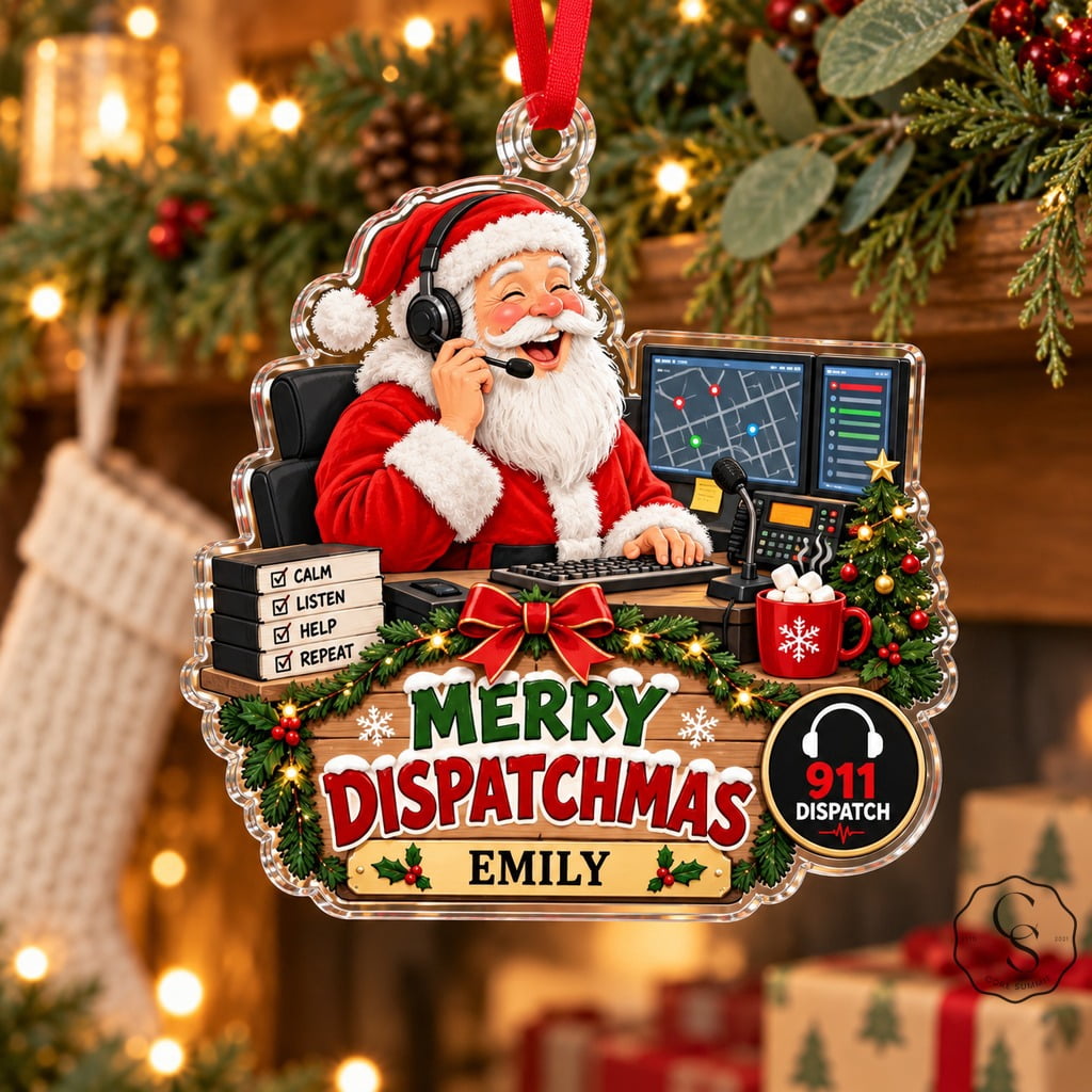 Christmas Ornament, 911 Dispatcher Santa Acrylic Tree Hanging for ...