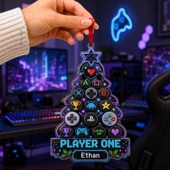 Christmas Ornament Acrylic Video Game Personalized Acrylic Tree Hanging for Gamers