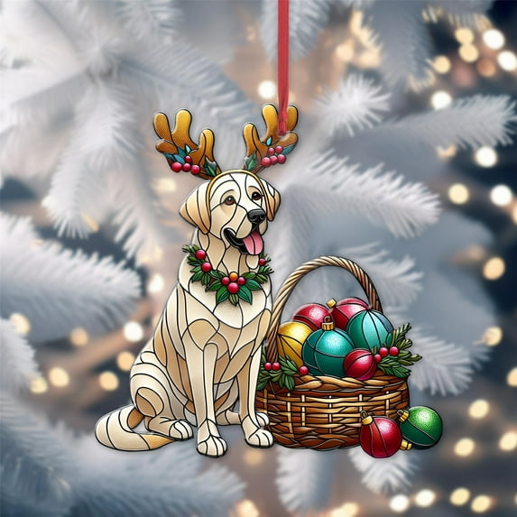 Christmas Ornament Adorable Dog Design for Holiday Decor Tree Decoration or Gift for Dog Lovers/ Christmas Ornament 2D Flat 8Cm H