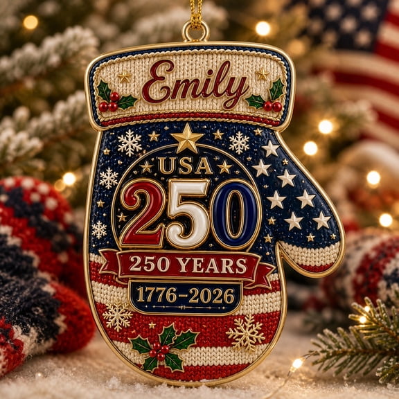 Christmas Ornament American Mitten USA 250th Tree Hanging Patriotic Holiday Keepsake