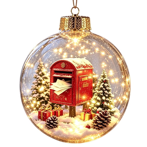Christmas Ornament Ball Light-Up Story Mini Holiday Scene Transparent Glowing Home Tree Display Shelf Decor Winter Party Family Friends Seasonal Decoration B31