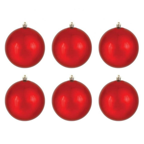 Christmas Ornament Ball, Red Shiny Finish, Shatterproof Plastic, UV Resistant, Holiday Christmas Tree Decoration, 6 Pack, 1.6 inch