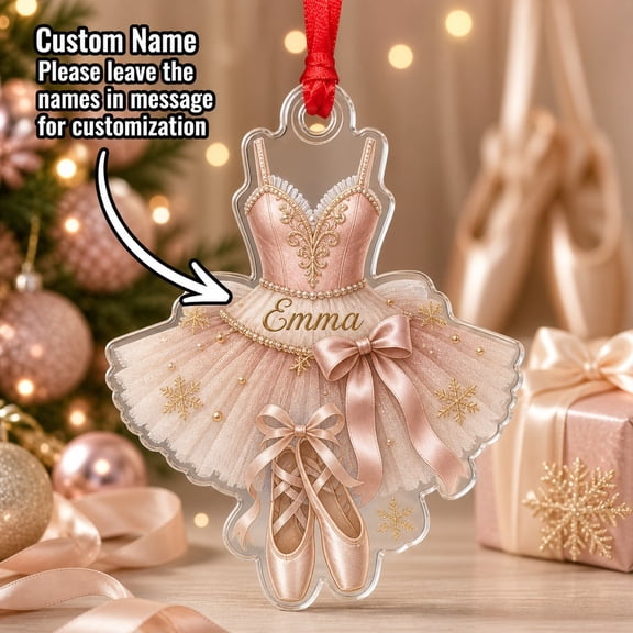 Christmas Ornament Ballerina Tutu Dress Acrylic Tree Hanging for Ballet Dancer Gift