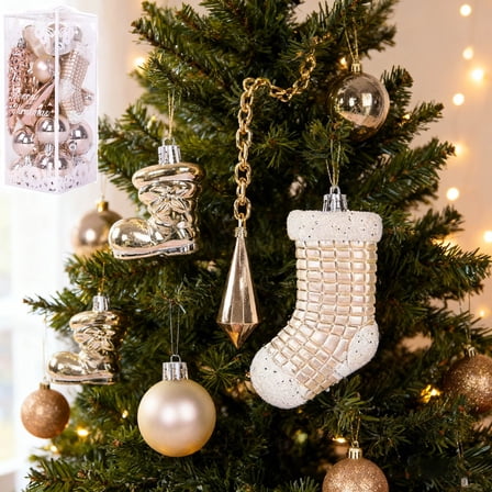 Christmas Ornament Balls 21-Pack Holiday Tree Decorations Set, Shatterproof Plastic Hanging Pendants for Xmas Party Home Festival Decor, Festive Gift for Family Friends