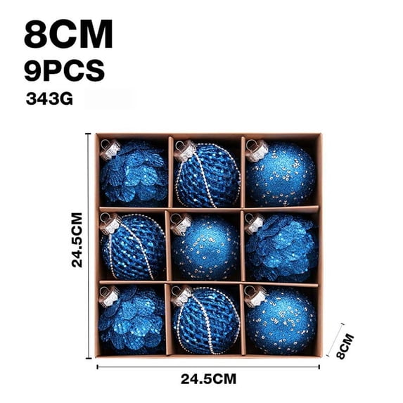 Christmas Ornament Balls 9 Pcs/8cm HandMade Sequin Xmas Decor for Christmas Tree Decorations