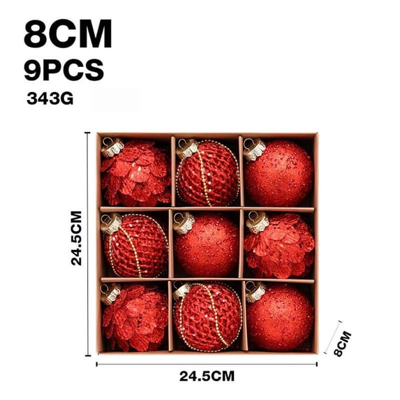 Christmas Ornament Balls 9 Pcs/8cm HandMade Sequin Xmas Decor for Christmas Tree Decorations