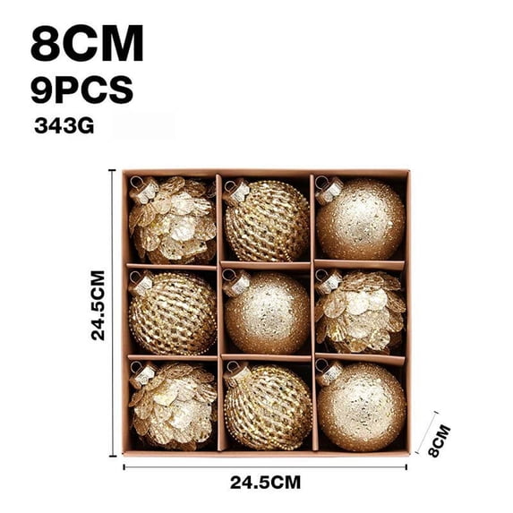 Christmas Ornament Balls 9 Pcs/8cm HandMade Sequin Xmas Decor for Christmas Tree Decorations