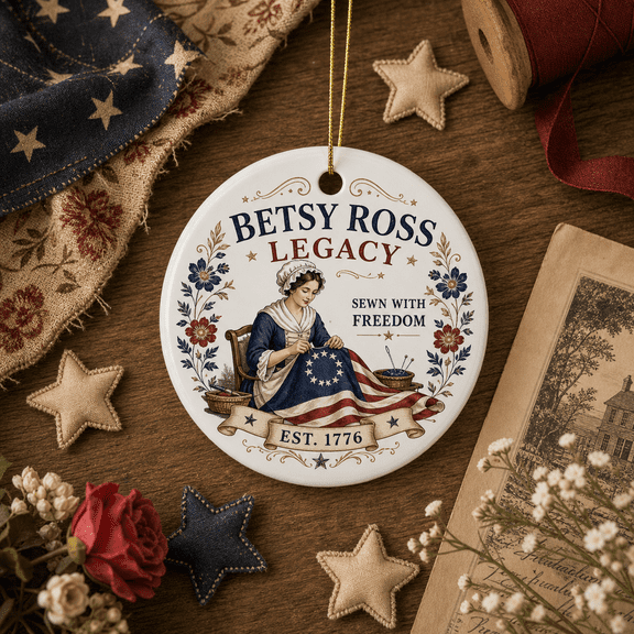 Christmas Ornament Betsy Ross Legacy Ceramic Tree Decor for Patriotic Holiday Display