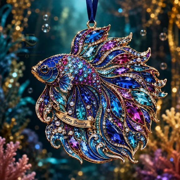 Christmas Ornament Betta Fish Personalized Acrylic Tree Hanging for Aquarium Lovers