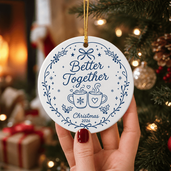 Christmas Ornament Better Together Round Hanging Tree Keepsake for Couples