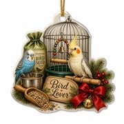 Christmas Ornament Bird Lover Cockatiel and Budgie Acrylic Tree Hanging for Bird Keepers