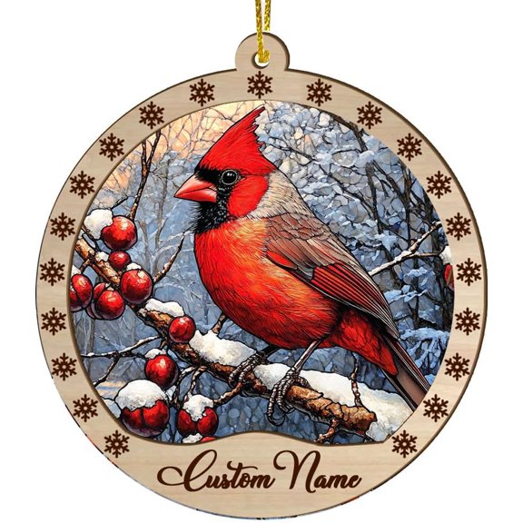 Christmas Ornament, Black Cardinal Suncatcher, Black Cardinal Christmas, Black Cardinal Decor, Mini Suncatchers for Mini Chrismas Tree, Christmas Birthday Gifts NpmCx1 (Design 107)