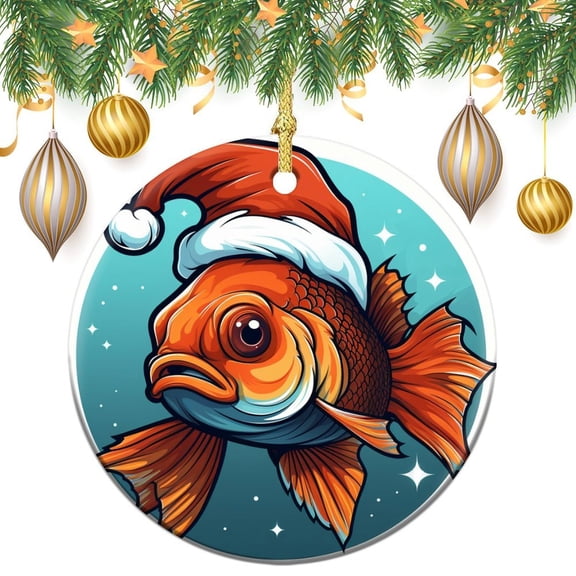 Christmas Ornament Cartoon Goldfish Wear Red Santa Hat Christmas Christmas Tree Ornaments Goldfish Swimming Christmas Tree Hanging Accessories Funny Gifts for Women/Men