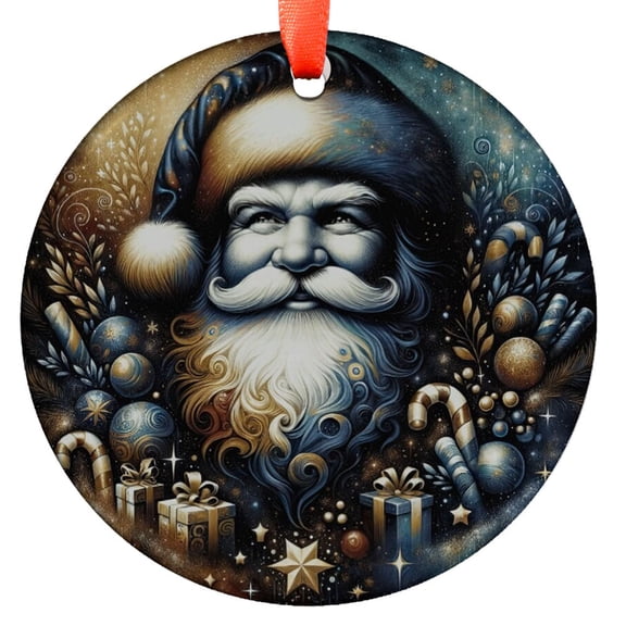 Christmas Ornament, Christmas Decoration, Holiday Gift,Heirloom Keepsake, Round , Gift Exchange, Gift Idea, Santa Claus, Holiday Keepsake, Xmas Tree Hanging Decoration, Seasonal Gi