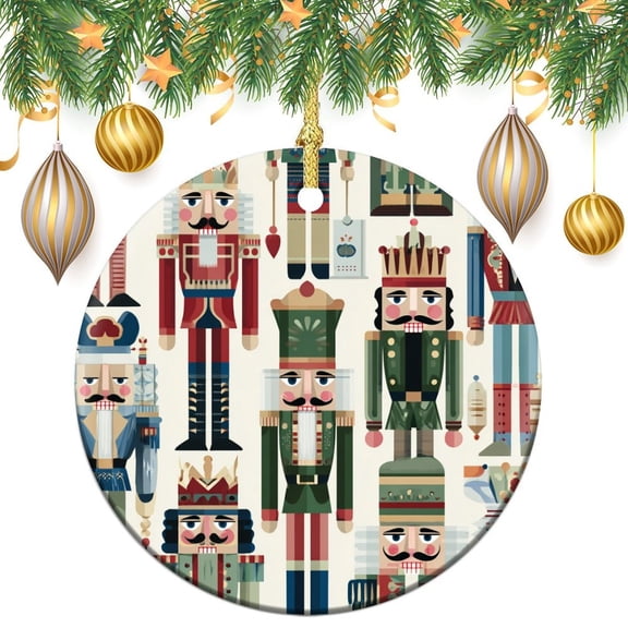Christmas Ornament Christmas Nutcracker Personalized Christmas Ornament Christmas Holiday Xmas Tree Decorations Flat Circle Ceramic Ornament Funny Gifts for Women/Men