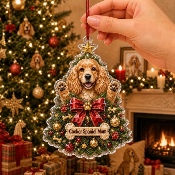 Christmas Ornament Cocker Spaniel Acrylic Tree Hanging for Dog Lovers