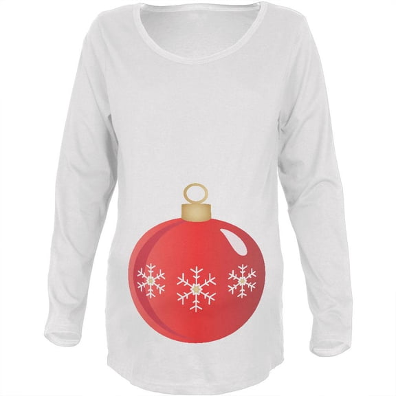 Christmas Ornament Costume Maternity Soft Long Sleeve T Shirt White X-LG
