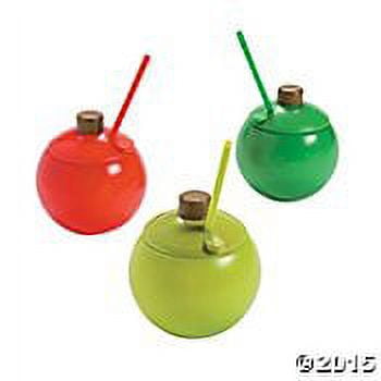 Christmas Ornament Cups with Lids & Straws