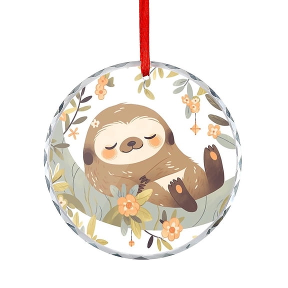 Christmas Ornament Cute Animal Sloth Sleep Sloth On Tree Branch Lovely Funny Design Cartoon Wildlife Christmas Ornaments 2025 Darling Sloth Themed Christmas Holiday for Xmas Tree