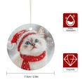 thumbnail image 1 of Christmas Ornament Cute White Cat with Blue Eyes Christmas Keepsake Winter Holiday Cat Christmas Round Ornament Christmas Decoration for Ornaments Car Hanging Ornament, 1 of 6