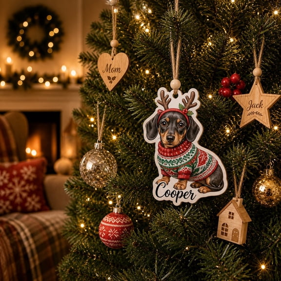 Christmas Ornament Dachshund Sweater Tree Hanging for Dog Lovers