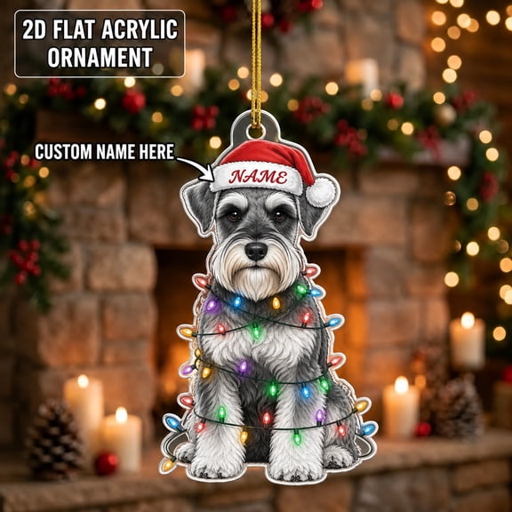 Christmas Ornament Decor Miniature Schnauzer Acrylic Tree Hanging for Dog Lovers