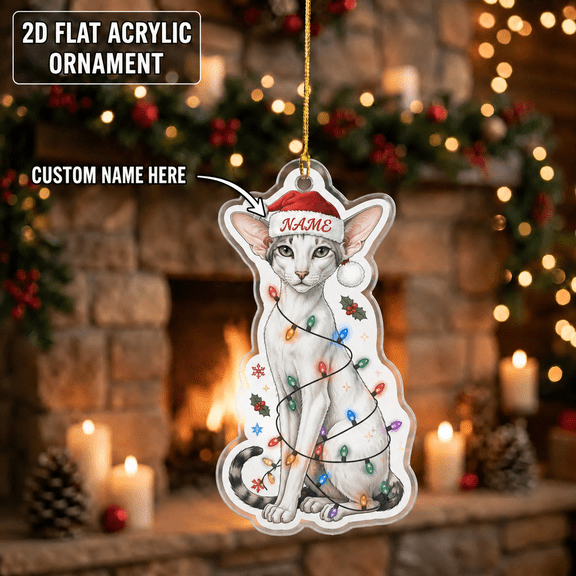 Christmas Ornament Decor Oriental Shorthair Cat Acrylic Tree Hanging for Cat Lovers