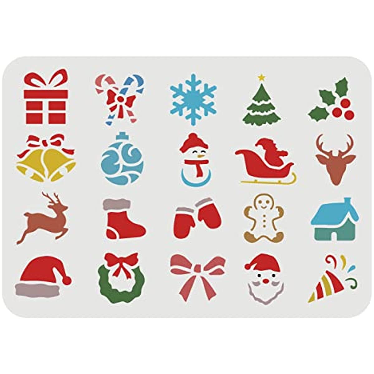 KIMOBER Christmas Stencils for Painting on Wood,10PCS Large Reusable Merry  Christmas Templates with Snowflakes Elk Santa Claus for Wood Signs,DIY
