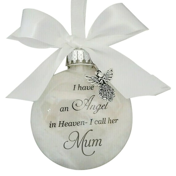 Christmas Ornament Feather Ball - Angel in Heaven - Memorial Ornament for Loss of Dad- I Have an Angel in Heaven I Call Him Dad - Father Memorial Ornament - He Forever in Our Heart