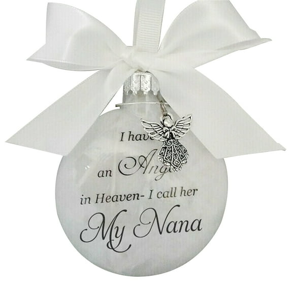 Christmas Ornament Feather Ball Angel In Heaven Memorial Ornament