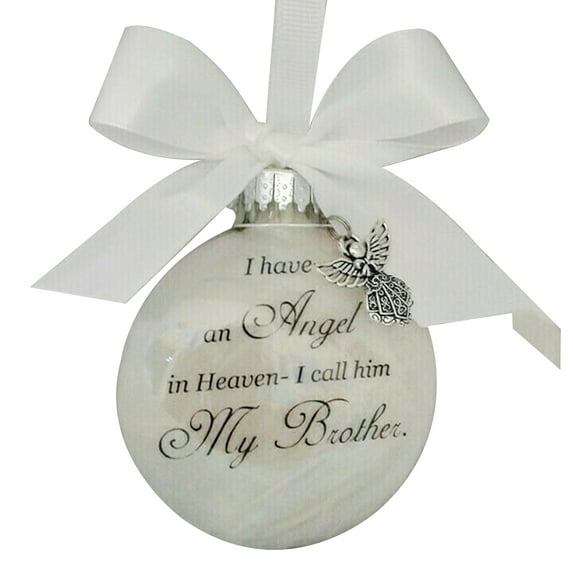 Christmas Ornament Feather Ball Angel In Heaven Memorial Ornament