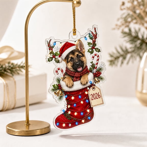 Christmas Ornament Festive Dog Stocking Tree Hanging Holiday Decor