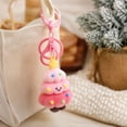 thumbnail image 1 of Christmas Ornament - Flocked Christmas Tree Keychain with Smiling Face Design, Cute Key Ring Pendant for Women Girls Tote Bag Backpack, Christmas Holiday Gift (Pink), 1 of 7