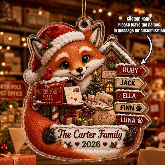 Christmas Ornament Fox Christmas Mail Acrylic Tree Hanging Personalized Family Gift