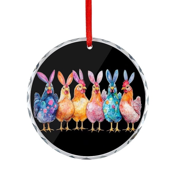Christmas Ornament Funny Chickens Easter Farm Animal Christmas Tree Glass Ornament Happy Easter Chicken Decorative Gift Exchange Present Ideas