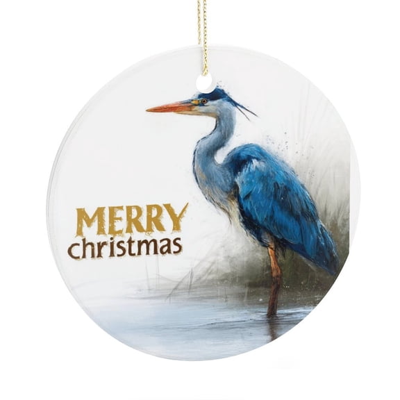 Christmas Ornament Funny Heron Christmas Tree Ornaments Watercolor Great Blue Heron Bird Wildlife Nature Ceramic Elegant Hanging Christmas Tree Decorations Ornament Xmas Present