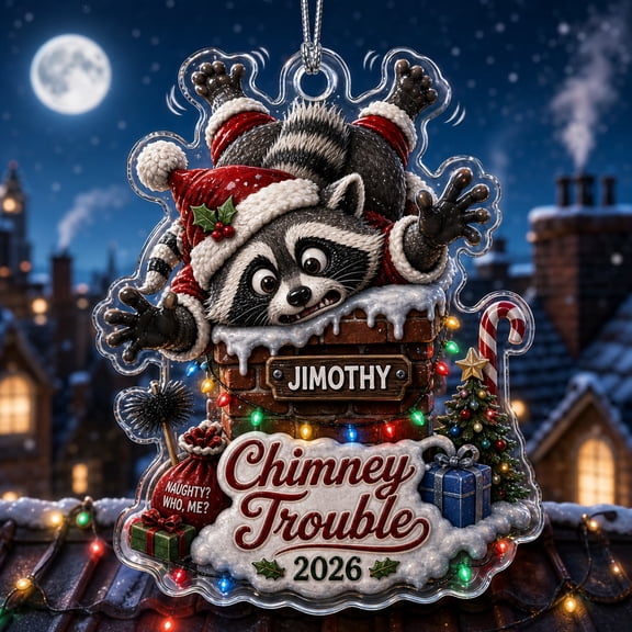 Christmas Ornament Funny Santa Raccoon Acrylic Tree Hanging for Holiday Gift