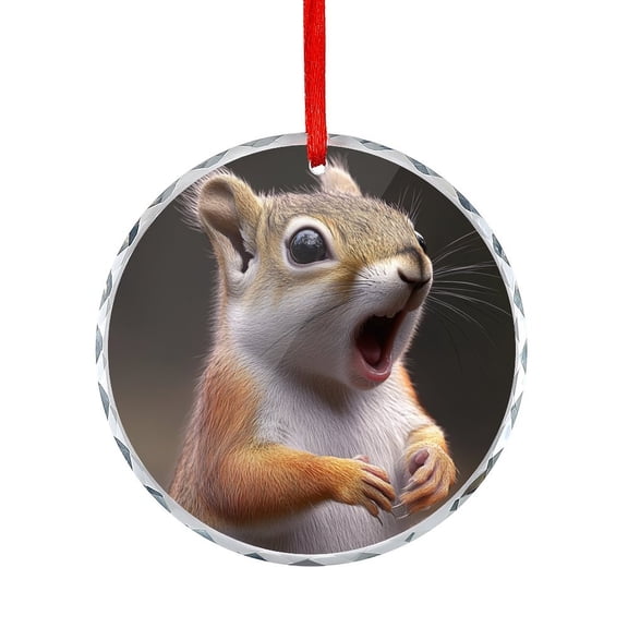 Christmas Ornament Funny Squirrel Christmas Ornament Round Glass Squirrel Decor Holiday Home Decor