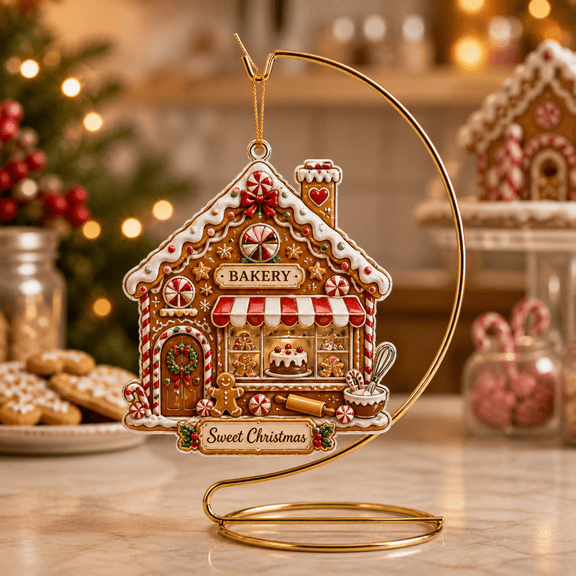 Christmas Ornament Gingerbread Bakery House Hanging Tree Decor for Holiday Bakers