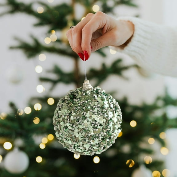 Christmas Ornament - Glitter Mint Green Christmas Balls Ornament,Reusable Hanging Decoration,Xmas Tree Decor For Holiday Party Home Wedding Celebration,3.15*3.15in