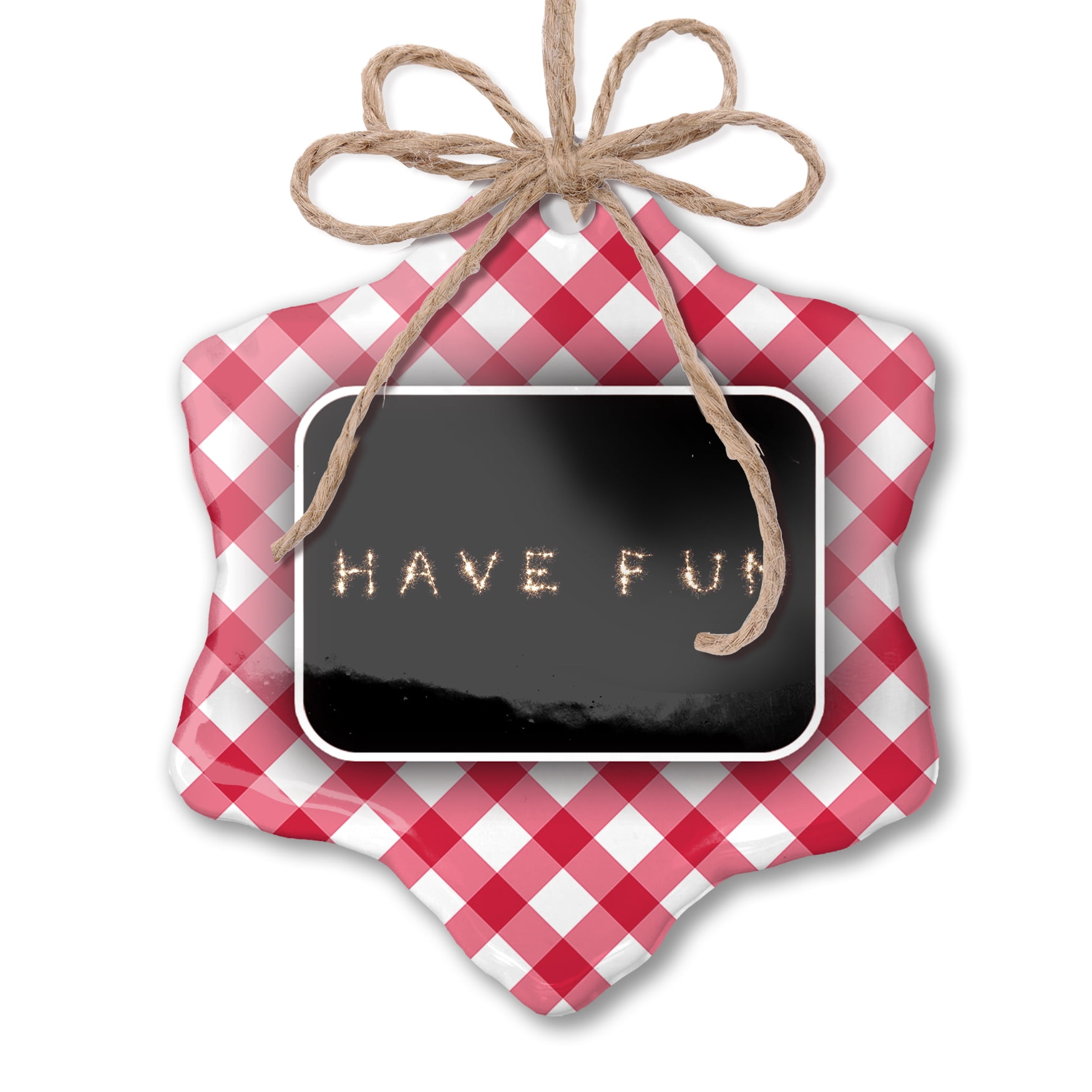 Red Firework Recipes Christmas Ornament Have Fun Fireworks Red plaid Neonblond - Walmart.com