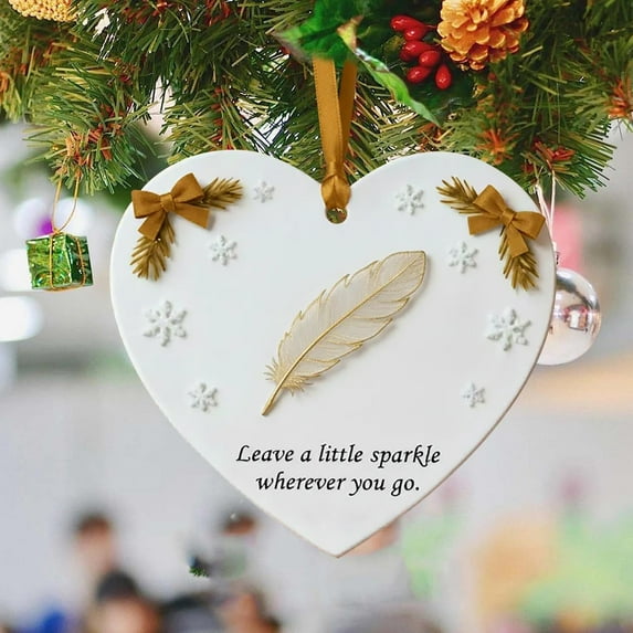 Christmas Ornament Heart Pendant, Acrylic Heart Hanging Decoration with Inspirational Quote Bloom with Kindness, Waterproof Scratch-Resistant Holiday Tree Decor Gift for Family & Friends