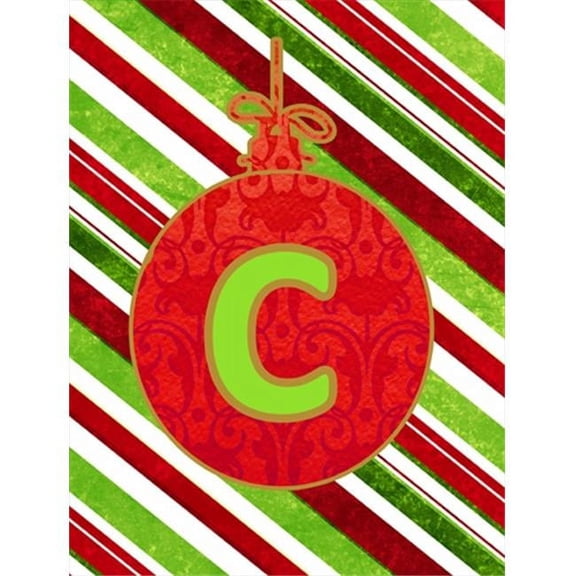 Christmas Ornament Holiday Letter C Monogram Initial Flag- House Size