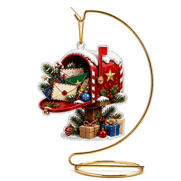 Christmas Ornament Holiday Mailbox Acrylic Tree Hanging for Christmas Decor