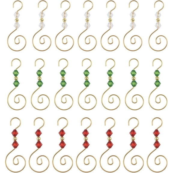 Christmas Ornament Hooks, 30PCS S-Shaped Hangers Hook Christmas Ornament Metal Hooks with Crystal Bead (3 Colour)